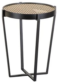 Mesa Apoio Lira Alta Tampo Preto+Palha Base Preta - 77983 Sun House