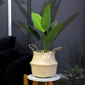 Cesto de Fibra Natural Decorativa 2 Em 1 31x32x35 Cm - D'Rossi