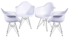 Kit com 4 Cadeiras Eames com Braco e Base Cromada na Cor Branca - 64605 Sun House