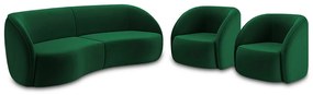 Conjunto Sofá Sala de Estar Bipartido 318cm e 2 Poltronas Clarke Veludo Verde G45 - Gran Belo