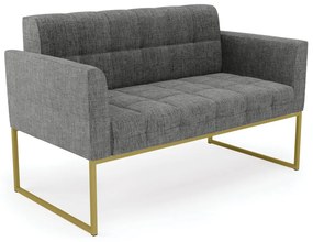 Sofá Namoradeira Elisa Linho Grafite A26 Base Metálica Industrial Dourado - D'Rossi
