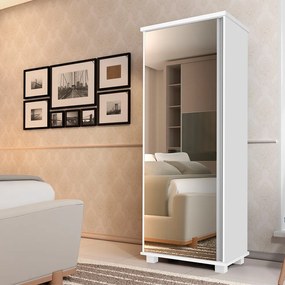 Armário Organizador com Espelho 1 Porta Hawking Branco G37 - Gran Belo