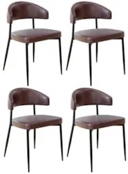 Cadeira de Jantar Estofada Kit 4 Chloe M25 Sintético Café - Mpozenato