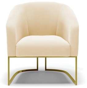 Poltrona Decorativa Industrial Dourado Kit 2 Stella Suede Bege D03 - DRossi