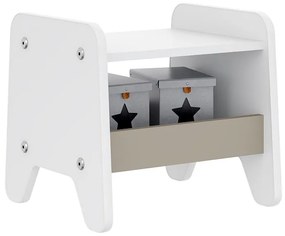 Banquinho Infantil Arredondado Porta Objetos - Branco/fumê