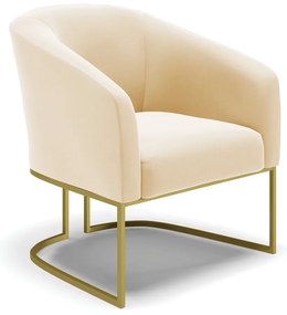 Poltrona Sala Decorativa Industrial Dourado Stella Suede Bege D03 - D'Rossi