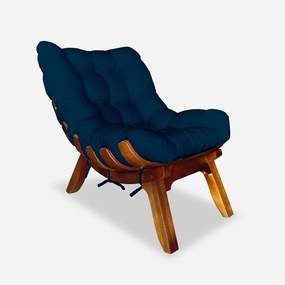 Conjunto 2 Poltrona Decorativa Costela Veludo Azul Marinho