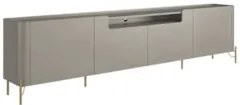 Rack TV 75 Pol 220cm 4 Portas Lisas Blen Grigio/Dourado I06 - Mpozenat