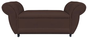 Recamier com Baú Grécia Namoradeira Calçadeira 195 cm  Suede Marrom D'Rossi