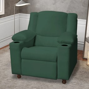 Poltrona Papai Manchester Reclinável Veludo Verde Bandeira