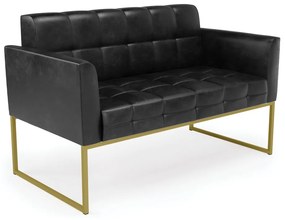 Sofá Namoradeira Elisa Corano Base Metálica Industrial Dourado - D'Rossi - Preto