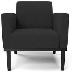 Sofá Namoradeira e 2 Poltronas Base Madeira Preto Maressa Veludo Preto