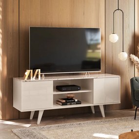 Rack TV 50 Pol 136cm Bancada para Sala Korelli M20 - D'Rossi - Calacata e Off White