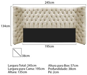 Cabeceira King Everest P02 195 cm para cama Box Linho - ADJ Decor