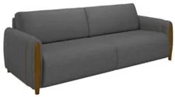Sofá 3 Lugares 223cm Pés Madeira Amaranto Z32 Linho Cinza Escuro - Mpo