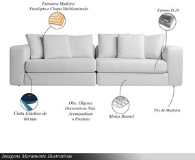 Sofá Modulado Sala de Estar Trento 256cm com Almofadas Soltas Linho Cinza G92 - Gran Belo