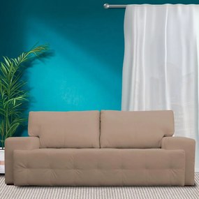 Sofá 3 Lugares Sala de Estar Roma 230 cm Couro Bege G58 - Gran Belo