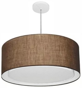 Lustre Pendente Cilíndrico Duplo Md-4298 Cúpula em Tecido 60x30cm Café - Bivolt
