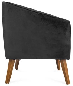 Kit 2 Poltronas Decorativas Dalia Pés de Madeira Suede Preto - Sheep Estofados - Preto