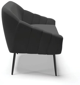 Namoradeira 02 Lugares Giovana Suede Pés Palito de Ferro - D'Rossi - Preto