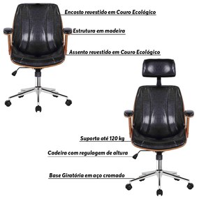Kit 4 Cadeiras de Escritório Juliette Diretor e 1 Presidente Giratórias Preta G24 - Gran Belo