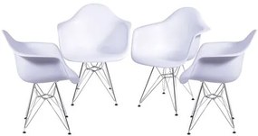 Kit com 4 Cadeiras Eames com Braço e Base Cromada na Cor Branca - 64605 Sun House