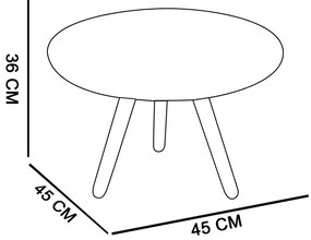 Mesa de Centro Redonda para Sala Pé de Madeira Retrô Camila B04 - D'Rossi - Preto