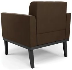 Poltrona Base Madeira Preto Kit 2 Ana Suede Marrom - Ibiza