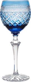 Taça de Cristal Lapidado P/ Vinho Tinto - Azul Claro  Azul Claro