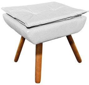 Puff Banqueta Decorativo Pé Palito Opala Corino D03 - D'Rossi - Branco