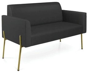 Sofá Namoradeira 2 Lugares Pé de Ferro Dourado Marisa Corino D03 - D'Rossi - Preto