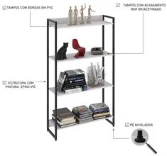 Estante Livreiro Dynamica Industrial 80cm 4 Prateleiras C08 Branco Che