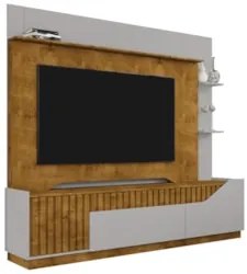 Estante Painel Para TV 75 Pol 210cm Shay Naturalle/Off B02 - Mpozenat