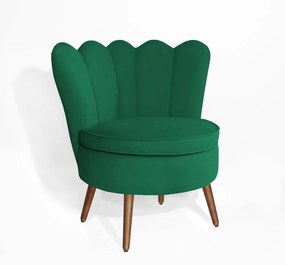 Poltrona Decorativa Dália Pés Palito Veludo Verde