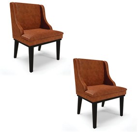 Kit 02 Cadeiras de Jantar Liz Corano Nozes Base Fixa Madeira Preto D03 - D'Rossi
