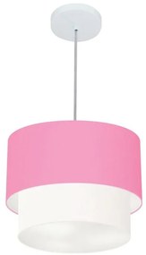 Lustre Pendente Duplo Cilíndrico Vivare Md-4161 Cúpula em Tecido 30x25cm - Bivolt