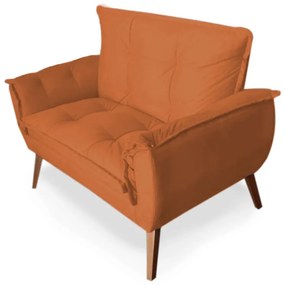 Kit 2 Poltronas 1 Namoradeira Apolo Pés Madeira Veludo Terracota - Sheep Estofados - Terracota