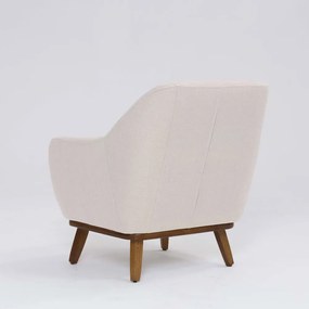 Poltrona Decorativa Pauline D07 Base Madeira Linho Pérola - D'Rossi