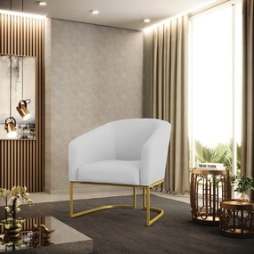 Poltrona Decorativa Industrial Dourado kit 2 Stella Linho Cinza D03 - D'Rossi