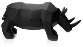 Escultura Decorativa Rinoceronte Em Resina Preto Mate 15,5x31cm - D'Rossi