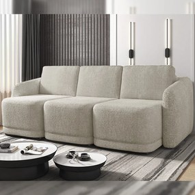 Sofá Cama Modulado Retrátil e Reclinável Decorativo Varsóvia 246cm Bouclê Bege G33 - Gran Belo