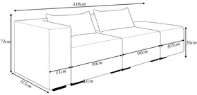 Sofá Versátil Sala de Estar Atlanta 318cm Modulado Bouclê Branco G52 - Gran Belo