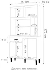 Armário de Cozinha Compacta 90cm Parisi Z46 Damasco/Off White - Mpozen