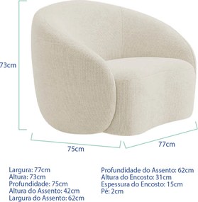Kit Divã Recamier Orgânico França 250cm Lado Direito e 2 Poltronas Amore Bouclé