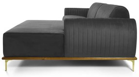 Sofá 3 Lugares Lisboa D07 com Chaise Direita 230cm Veludo Cinza - D'Rossi