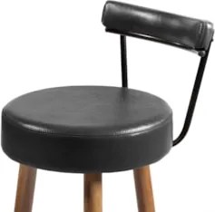 Banqueta Alta Estofada Pés Palito Tília Sintético Preto S08 - Mpozenat