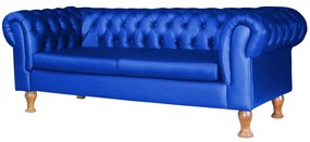 Sofá Chesterfield Recamier Divã Sofia Courino Azul Royal