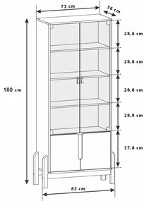 Cristaleira 02 Portas Lia 180cm Off White e Cedro C02 - D'Rossi