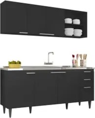 Armário de Cozinha CP10 Com Pia 180cm Pérola Z34 Preto      - Mpozenat