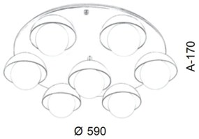 Plafon Cúpula Ø59X17Cm Metal E Globo Ø10Cm 07Xg9 |Old Artisan Plf-5522 (ROSE FOSCO, CLEAR (TRANSPARENTE))